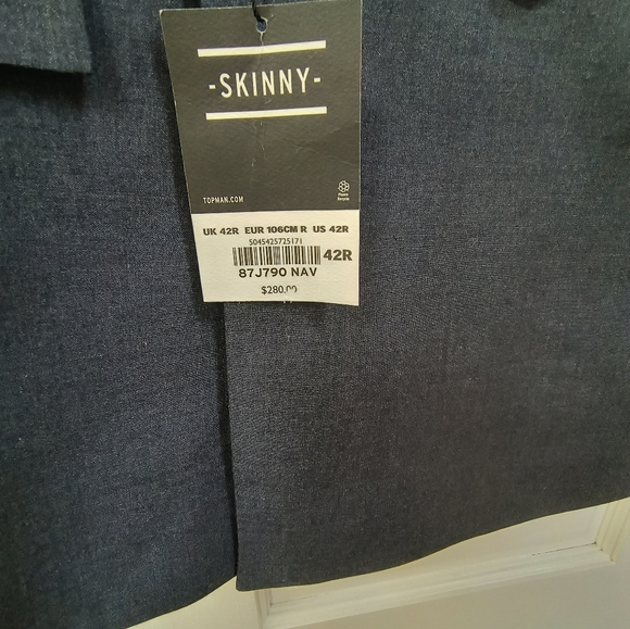 Topshop double-breasted 42R Navy suit jacket - Picture 3 of 7